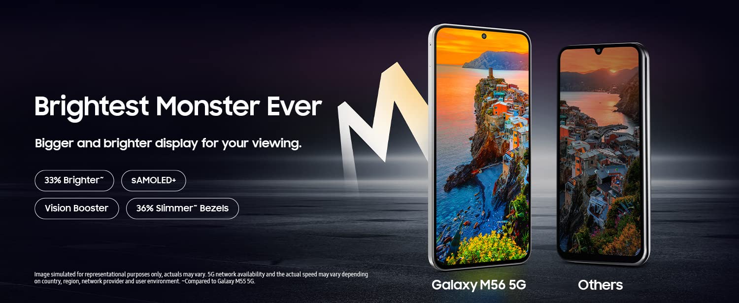 Samsung Galaxy M56 display with 33 slimmer bezels