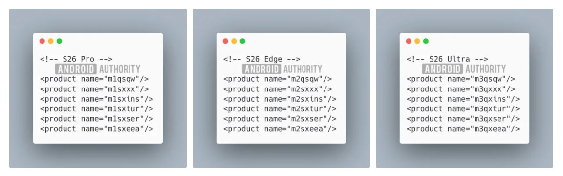 OneUI 8 build shows Galaxy S26 Pro, S26 Edge, S26 Ultra model names