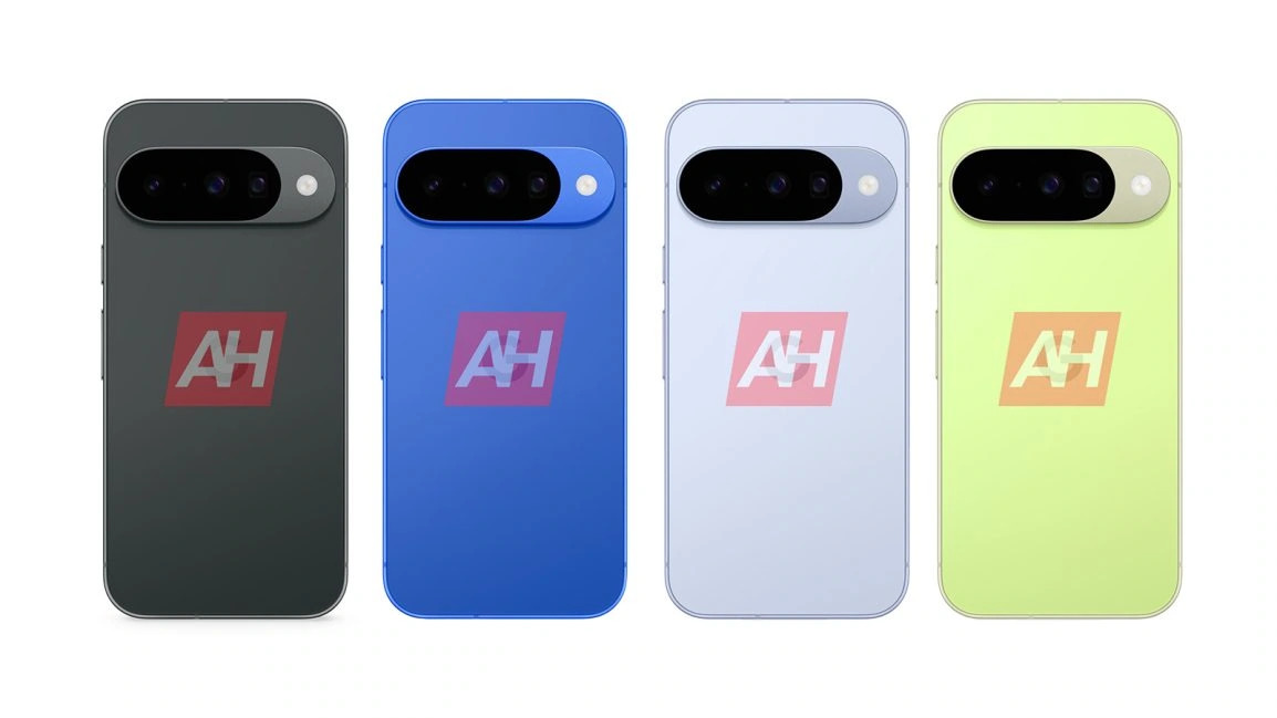 Pixel 10 leaked renders in Dark Grey, Dark Blue, Silver, and Yellow colors